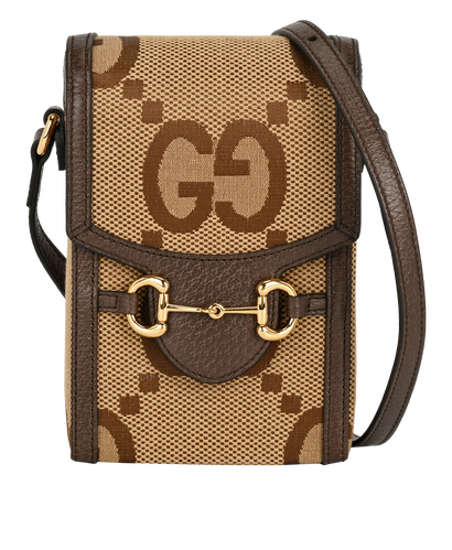 Horsebit 1955 Jumbo GG Mini Bag, &pound;580, Handbags, Beige/Brown, Canvas/Leather, Front view